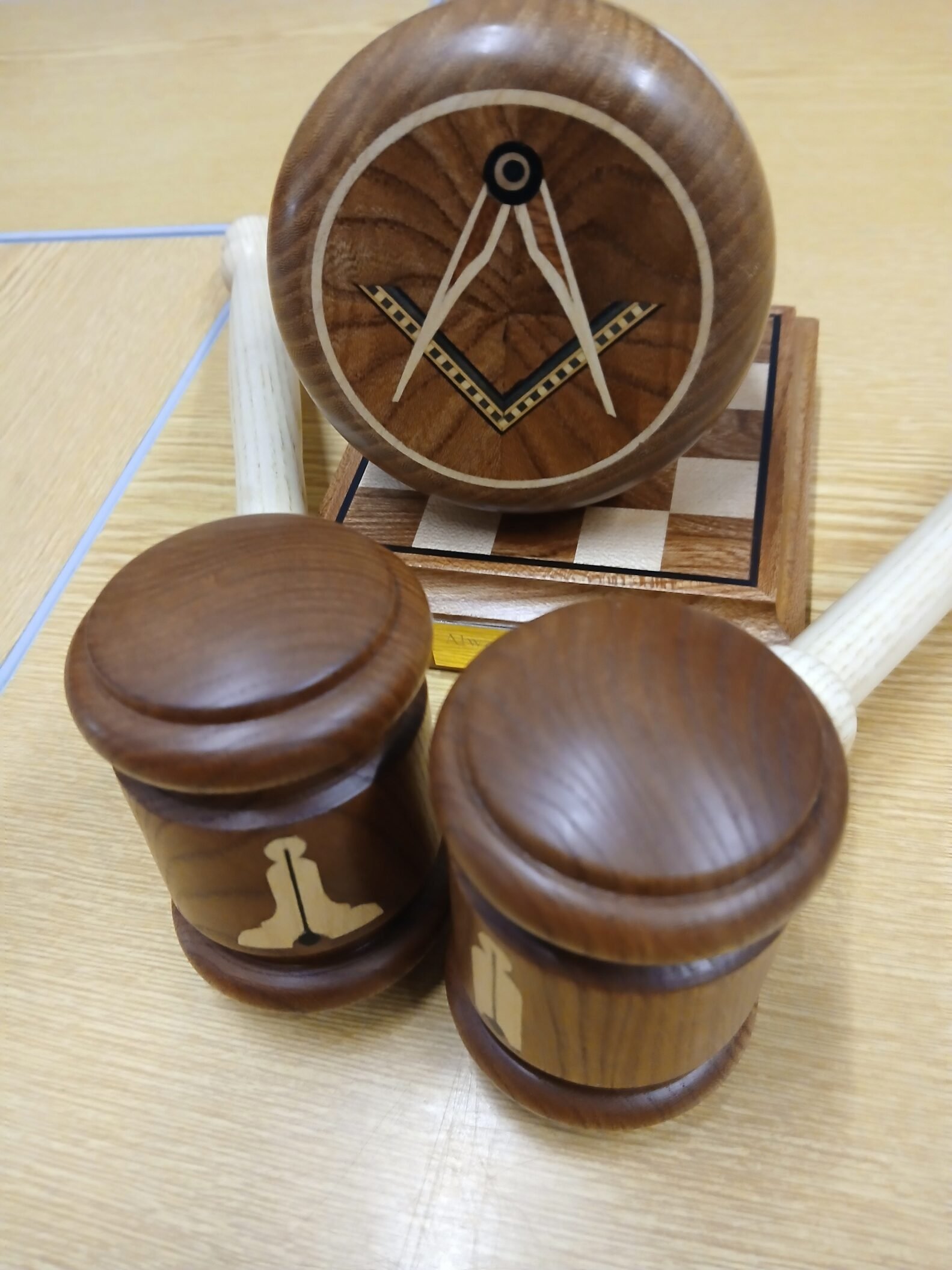 Three wooden gavels from the lodge archive